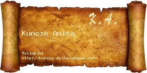 Kuncze Anita névjegykártya