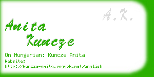 anita kuncze business card